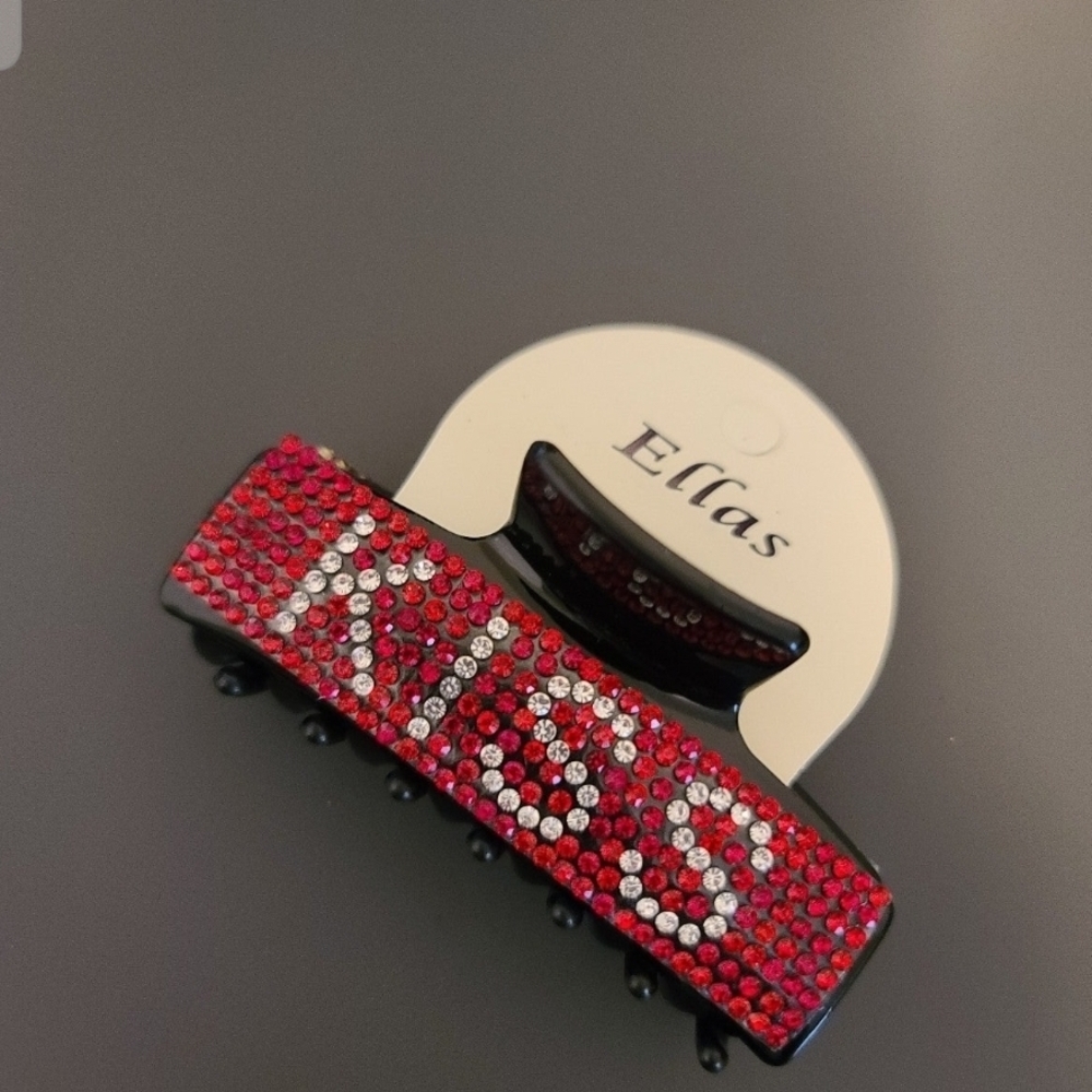 Ella Red and Silver Rhinestone Hair Clip